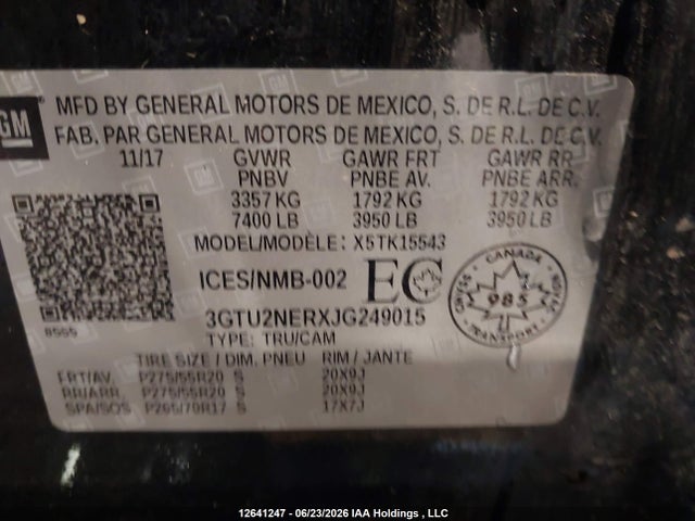 GMC Sierra 1500 Classic Sl/sle/slt/sle Hybrid 2018 3GTU2NERXJG249015 Image 9