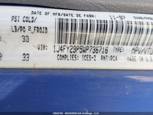 12642162 :رقم المزاد ، 1J4FY29P5WP736716 vin ، 1998 Jeep Wrangler / Tj Se مزاد بيع