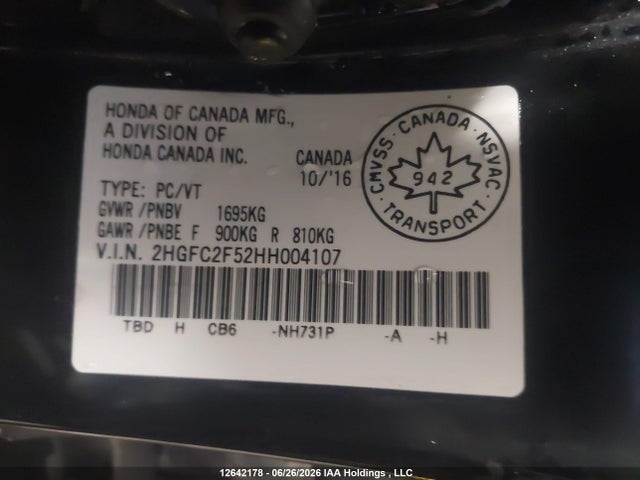 Honda Civic Lx 2017 2HGFC2F52HH004107 Image 18