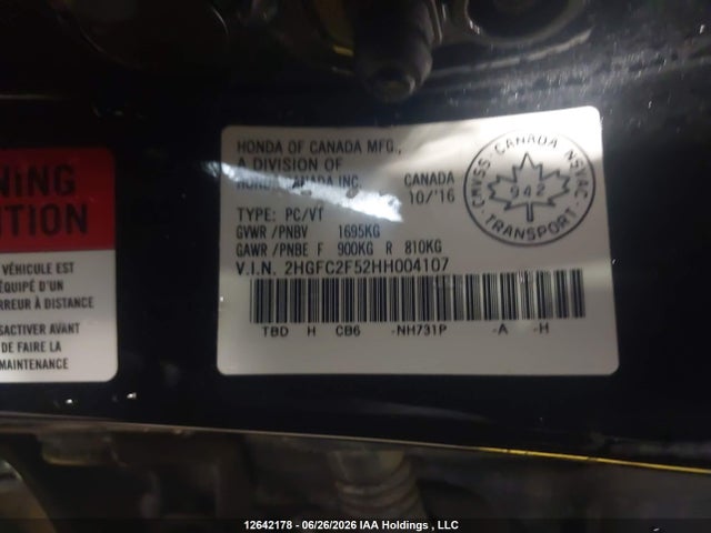 Honda Civic Lx 2017 2HGFC2F52HH004107 Image 9