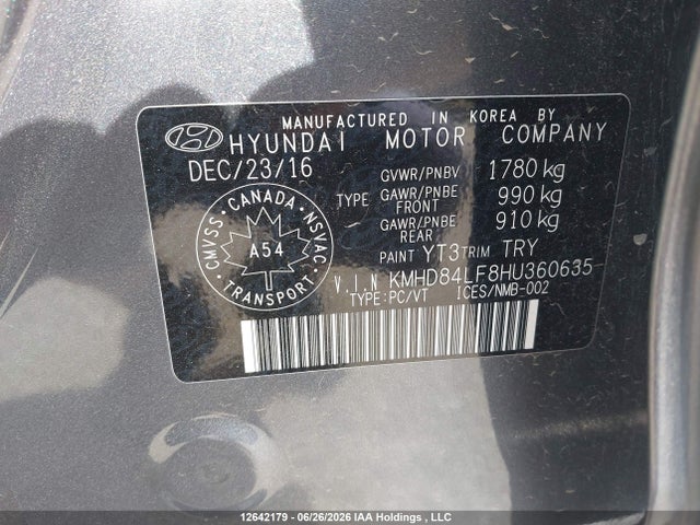 Продаж на аукціоні авто 2017 Hyundai Elantra Se/value/limited, vin: KMHD84LF8HU360635, номер лоту: 12642179