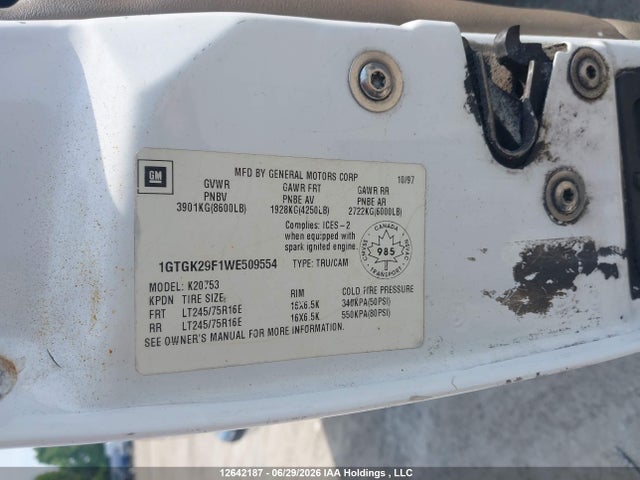 Aukcja sprzedaży 1998 Gmc Sierra 2500, vin: 1GTGK29F1WE509554, numer aukcji: 12642187
