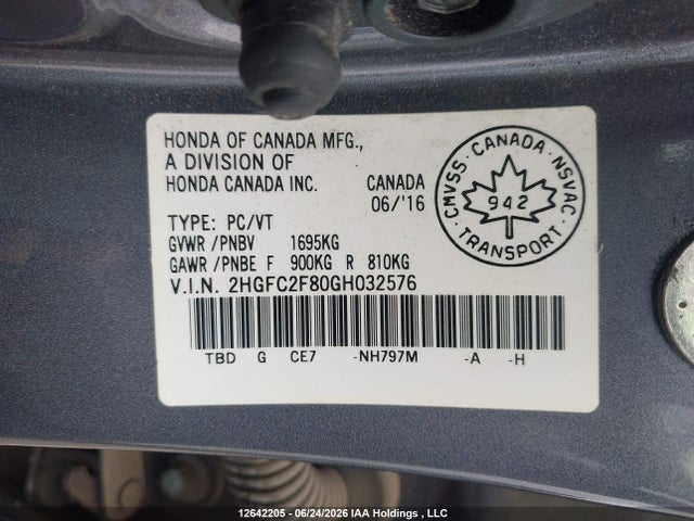 Honda CIVIC EX 2016 2HGFC2F80GH032576 Image 9