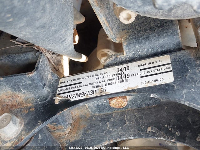 Продаж на аукціоні авто 2019 Yamaha Yxe850, vin: 5Y4AN27W9KA301155, номер лоту: 12642222