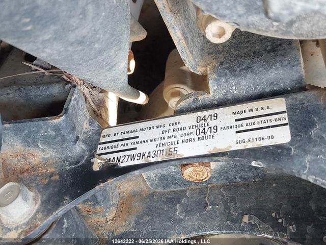 Продаж на аукціоні авто 2019 Yamaha Yxe850, vin: 5Y4AN27W9KA301155, номер лоту: 12642222