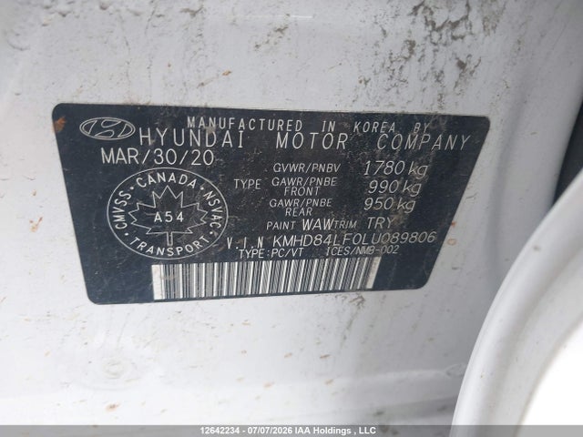 Aukcja sprzedaży 2020 Hyundai Elantra Preferred With Sun And Safety Package Auto Ivt, vin: KMHD84LF0LU089806, numer aukcji: 12642234