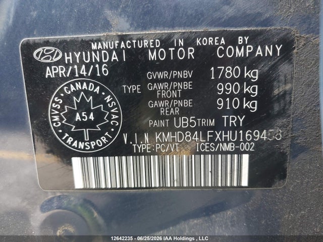 Продаж на аукціоні авто 2017 Hyundai Elantra Gl, vin: KMHD84LFXHU169458, номер лоту: 12642235