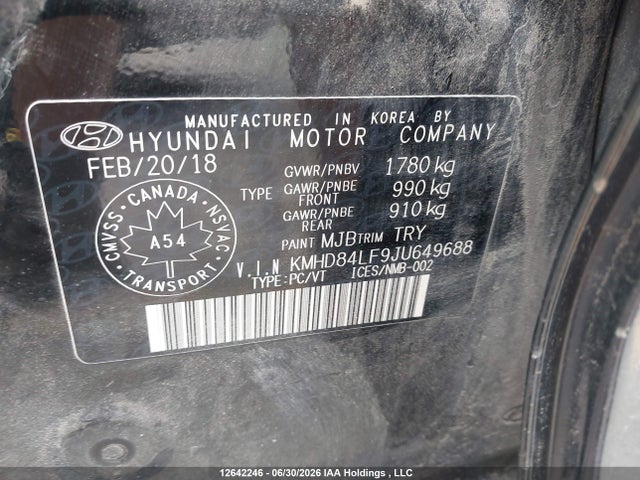 Aukcja sprzedaży 2018 Hyundai Elantra Gl, vin: KMHD84LF9JU649688, numer aukcji: 12642246
