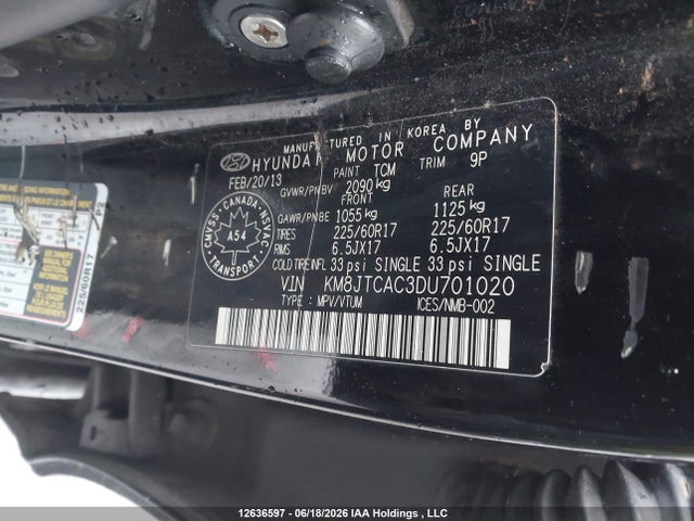 12636597 :رقم المزاد ، KM8JTCAC3DU701020 vin ، 2013 Hyundai Tucson Gl مزاد بيع