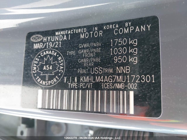 Aukcja sprzedaży 2021 Hyundai Elantra Preferred Ivt, vin: KMHLM4AG7MU172301, numer aukcji: 12642278