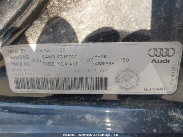 Продажа на аукционе авто 2009 Audi A4 2.0t Standard, vin: WAULF68K39N041188, номер лота: 12642289