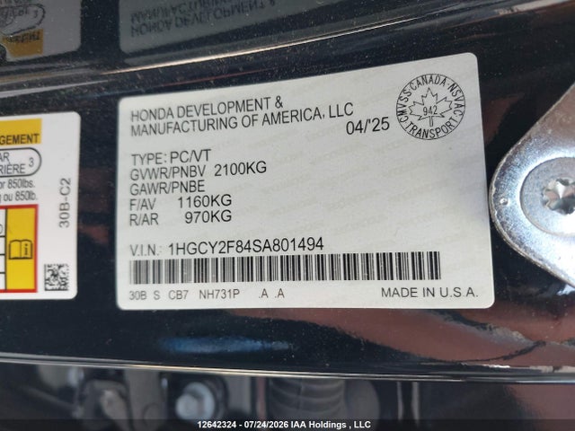 1HGCY2F84SA801494 Honda Accord Touring Hybrid