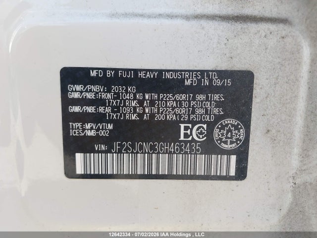 Subaru Forester 2.5i 2016 JF2SJCNC3GH463435 Image 9