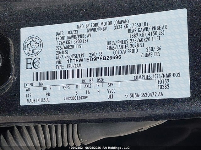 Ford F-150 Platinum 2023 1FTFW1ED9PFB26696 Image 9
