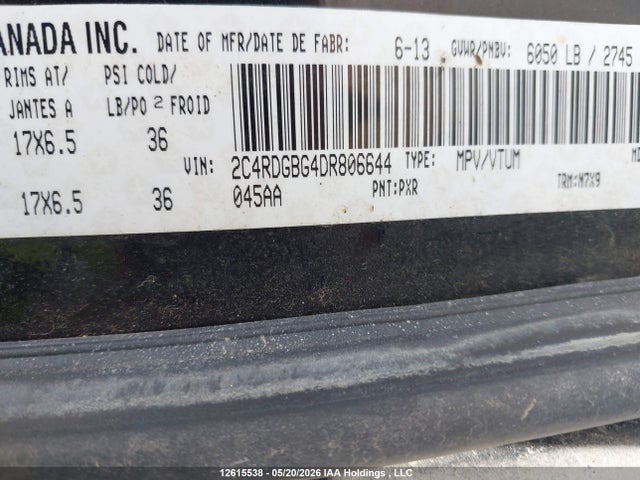 Продажа на аукционе авто 2013 Dodge Grand Caravan Se, vin: 2C4RDGBG4DR806644, номер лота: 12615538