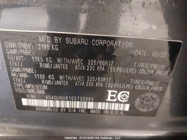 4S4GUHU61S3732084 Subaru Crosstrek Wilderness