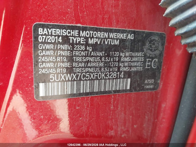 Продажа на аукционе авто 2015 Bmw X3 Xdrive35i, vin: 5UXWX7C5XF0K32814, номер лота: 12642396
