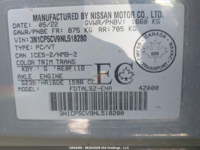 Nissan KICKS SV 2022 3N1CP5CV9NL518280 Image 18