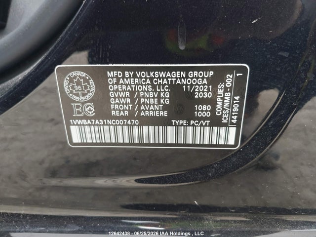 1VWBA7A31NC007470 Volkswagen Passat 2.0t Limited Edition