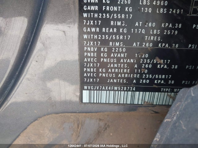 WVGJV7AX4FW528734 Volkswagen Tiguan S/se/sel/r-line