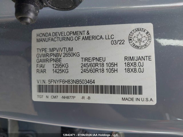 Honda Pilot Trailsport 2022 5FNYF6H83NB503464 Image 9