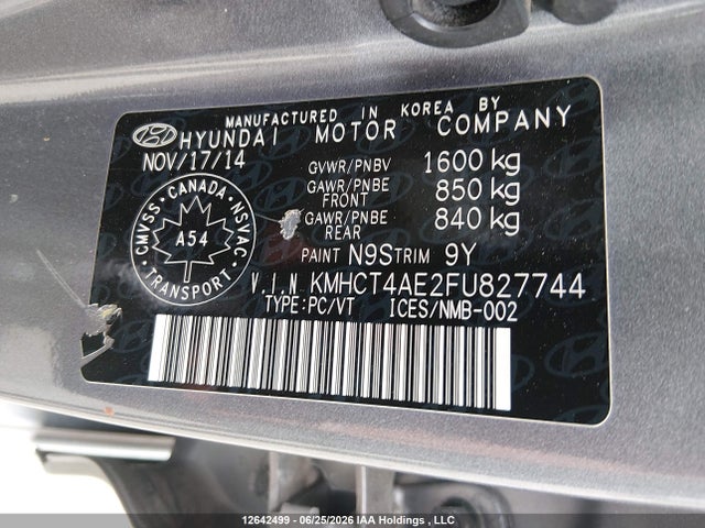 Hyundai ACCENT GLS 2015 KMHCT4AE2FU827744 Image 9