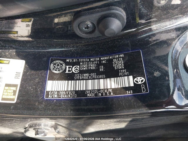 Aukcja sprzedaży 2020 Toyota Corolla Le, vin: 5YFBPRBEXLP033955, numer aukcji: 12642520