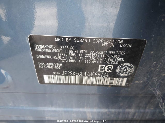 Subaru Forester Premium 2019 JF2SKEGC4KH588734 Image 9