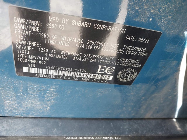 Subaru Legacy Outback 2025 4S4BTHTDXS3127879 Image 9