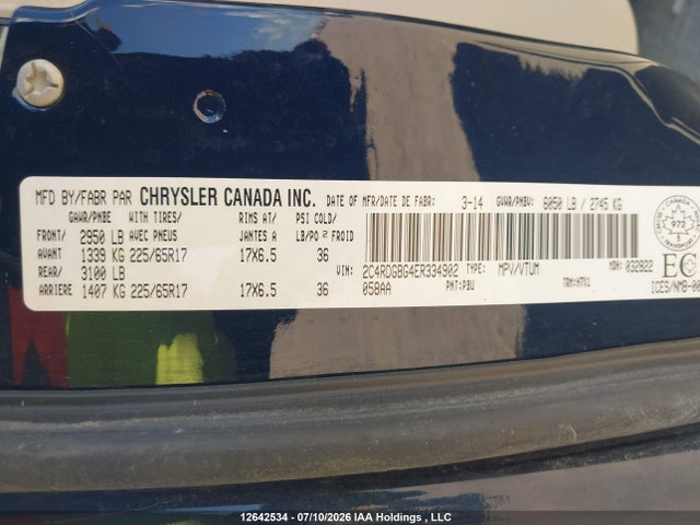Продажа на аукционе авто 2014 Dodge Grand Caravan Se/sxt, vin: 2C4RDGBG4ER334902, номер лота: 12642534