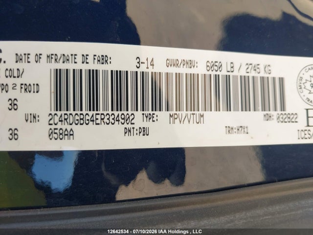 Dodge Grand Caravan Se/sxt 2014 2C4RDGBG4ER334902 Image 9