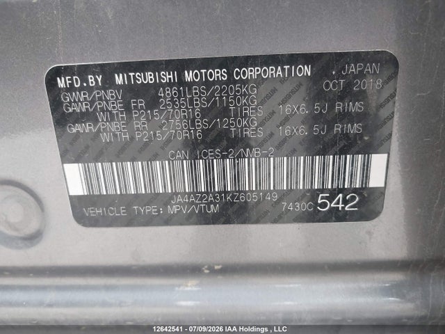 Mitsubishi Outlander 2019 JA4AZ2A31KZ605149 Image 19