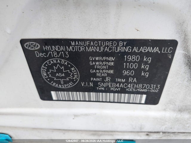 Продаж на аукціоні авто 2014 Hyundai Sonata Gl, vin: 5NPEB4AC4EH870313, номер лоту: 12642557