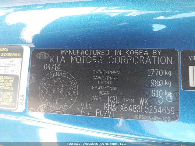 KNAFX6A83E5254659 KIA Forte Koup 2.0l Ex