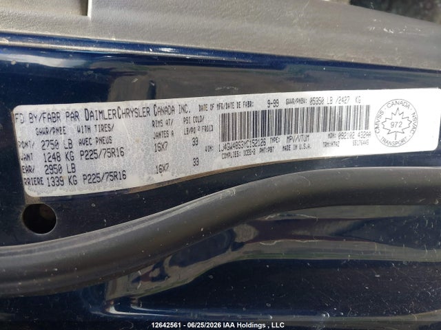 12642561 :رقم المزاد ، 1J4GW48S3YC152126 vin ، 2000 Jeep Grand Cherokee Laredo مزاد بيع