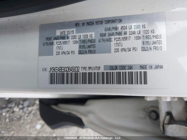 JM3KE4BE8G0645832 Mazda CX-5 SPORT