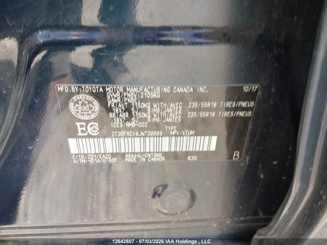 Toyota Rav4 Limited 2018 2T3DFREV8JW706669 Image 17
