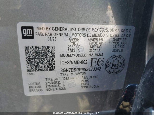 2025 Chevrolet Equinox Ev Rs მანქანა იყიდება აუქციონზე, vin: 3GN7DSRR9SS173342, აუქციონის ნომერი: 12642609