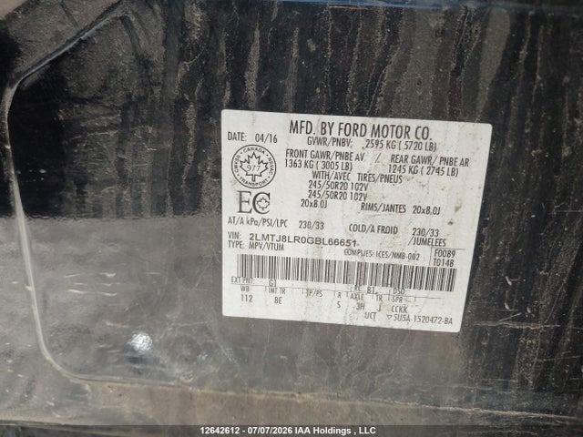 2LMTJ8LR0GBL66651 Lincoln MKX