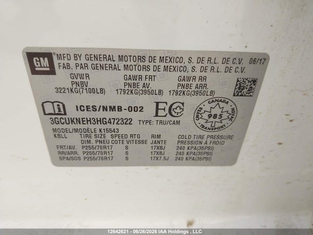 12642621 :رقم المزاد ، 3GCUKNEH3HG472322 vin ، 2017 Chevrolet Silverado K1500/k1500 Ls مزاد بيع