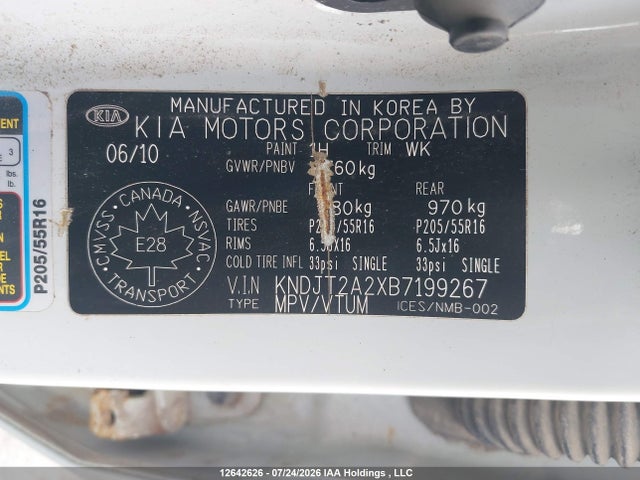 12642626 :رقم المزاد ، KNDJT2A2XB7199267 vin ، 2011 Kia Soul +/!/sport مزاد بيع