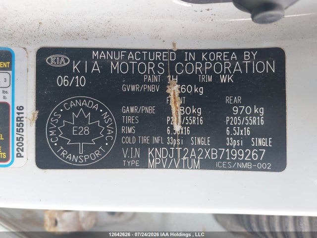 12642626 :رقم المزاد ، KNDJT2A2XB7199267 vin ، 2011 Kia Soul +/!/sport مزاد بيع