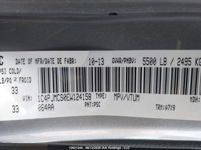12631344 :رقم المزاد ، 1C4PJMCS0EW124158 vin ، 2014 Jeep Cherokee North مزاد بيع