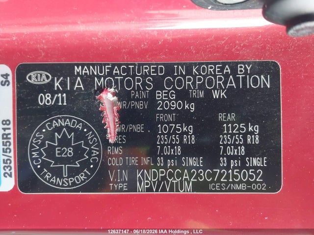 Продаж на аукціоні авто 2012 Kia Sportage Ex/ex Luxury, vin: KNDPCCA23C7215052, номер лоту: 12637147