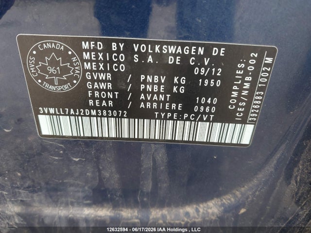 2013 Volkswagen Jetta 2.0 Tdi Highline მანქანა იყიდება აუქციონზე, vin: 3VWLL7AJ2DM383072, აუქციონის ნომერი: 12632594