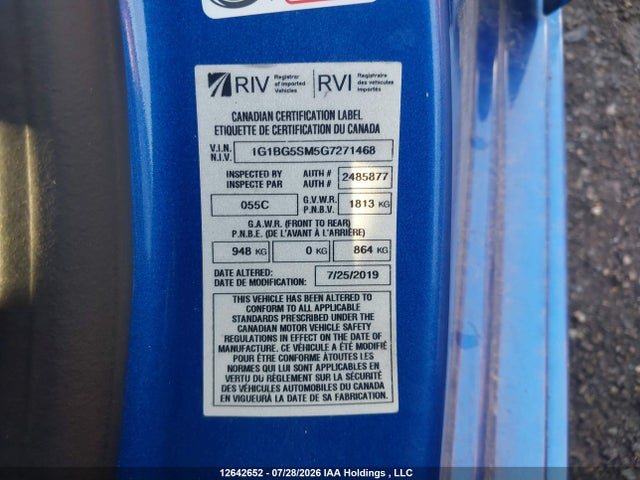 Продаж на аукціоні авто 2016 Chevrolet Cruze Premier Auto, vin: 1G1BG5SM5G7271468, номер лоту: 12642652