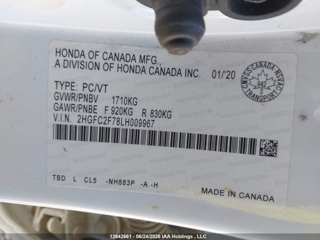 Honda CIVIC EX 2020 2HGFC2F78LH009967 Image 20