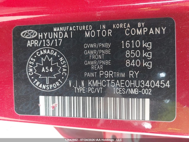 Продажа на аукционе авто 2017 Hyundai Accent Se, vin: KMHCT5AE0HU340454, номер лота: 12642662