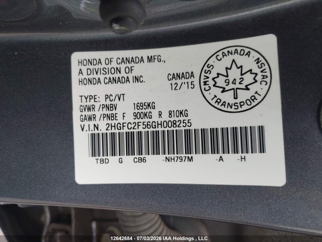Продаж на аукціоні авто 2016 Honda Civic Lx, vin: 2HGFC2F56GH008255, номер лоту: 12642684