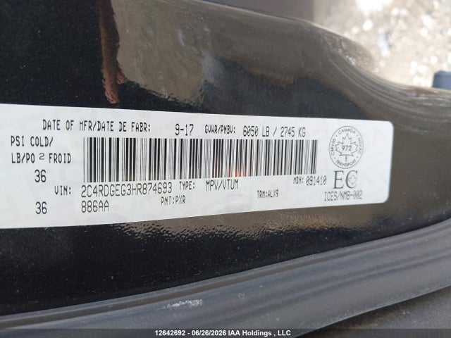 Dodge Grand Caravan Gt 2017 2C4RDGEG3HR874693 Image 9